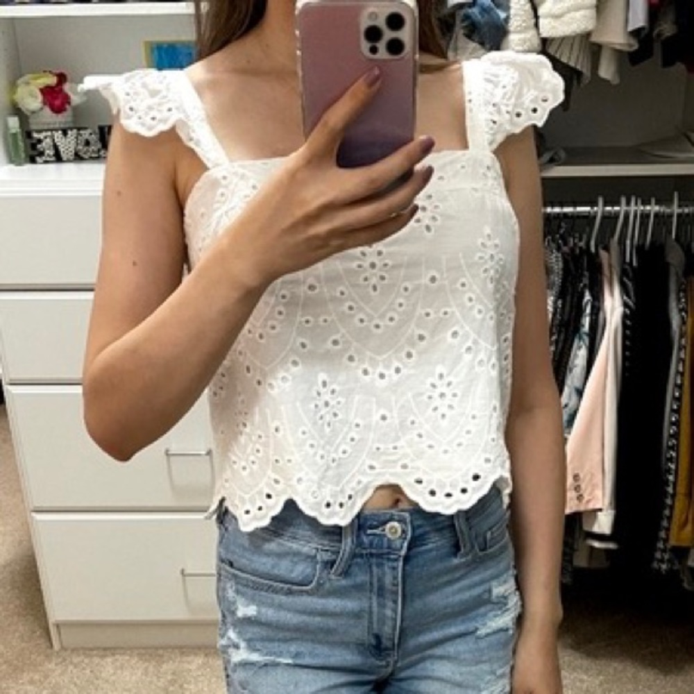 BNWT Express Ivory Eyelet Top